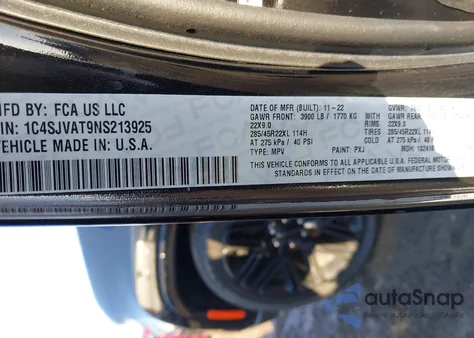 2022 Jeep Wagoneer Series I Obsidian 4X4 from USA, damaged, VIN 1C4SJVAT9NS213925